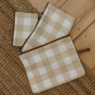 OiOi Packing Pouch Trio - Gingham Beige