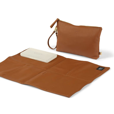 OiOi Nappy Changing Pouch - Chestnut Brown Vegan Leather