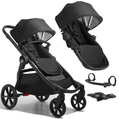 Baby Jogger City Select 2 Eco Premium Double Pram Bundle (Lunar Black)