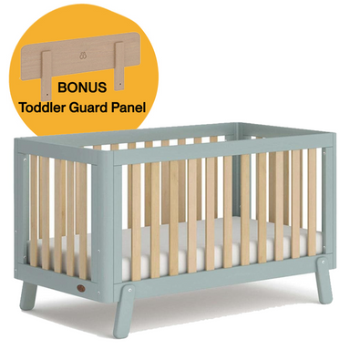 Boori Turin Fullsize Cot Bed Blueberry and Almond Bonus Toddler Guard Panel