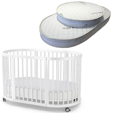 Lolli Sprout Cot Snow White Beech Wood and Organic Mattress Package