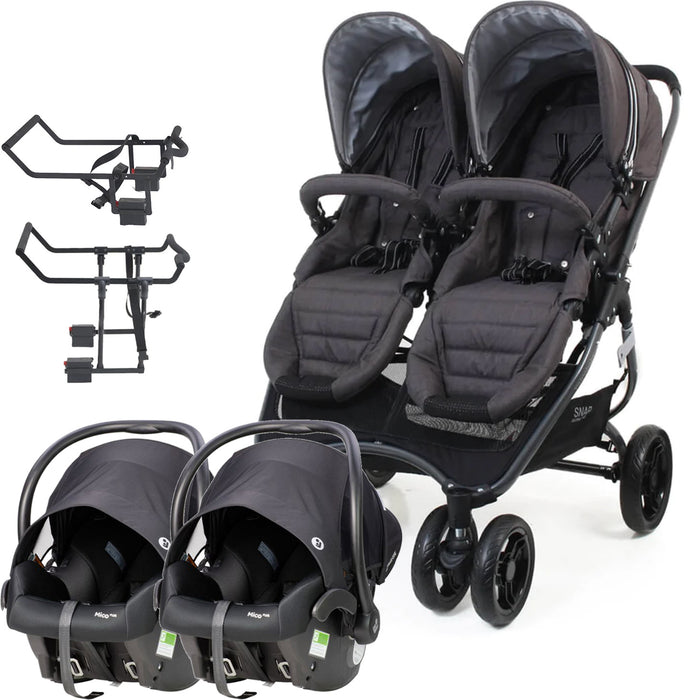 Valco Baby Snap Ultra Duo (Charcoal) 2x Mico Plus Isofix Capsule Travel System
