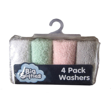 Big Softies Cotton Washer 4 Pk Pastel Pink Set Bathing (Face Washers) 9337672027884