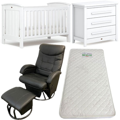 Boori Daintree Cot, Linear Chest with Ambrosia Glider Chair  Barley + FREE Bonnell Bamboo Mattress Furniture (Packages) 9358417004427