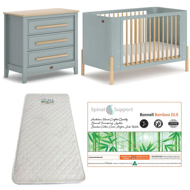Boori Nova Cot (Blueberry/Beech) and Linear Chest (Blueberry/Almond) Package + Bonnell Bamboo Mattress Furniture (Packages) 787099016258-9328730040129-7426968236443