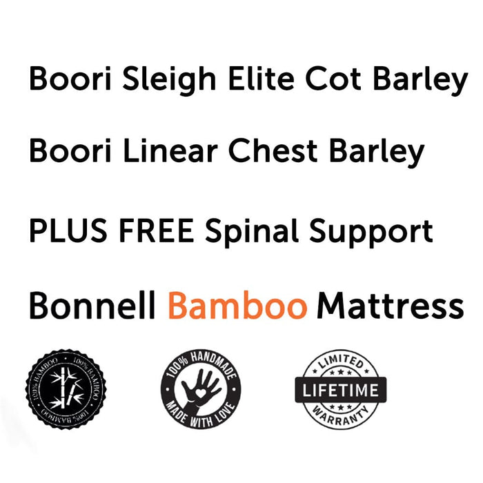 Boori Sleigh Elite Cot, Linear Chest and Bonnell Bamboo Spring Mattress Package - Barley Furniture (Packages) 9358417004540