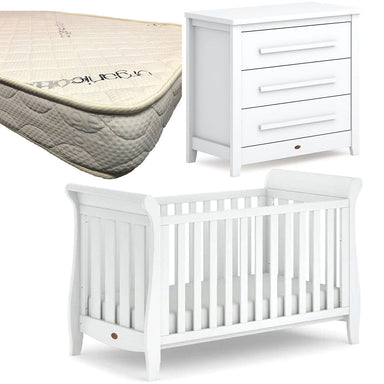 Boori Sleigh Elite Cot, Linear Chest and Bonnell Micro Pocket Organic Spring Mattress Package Barley Furniture (Packages) 9358417004519