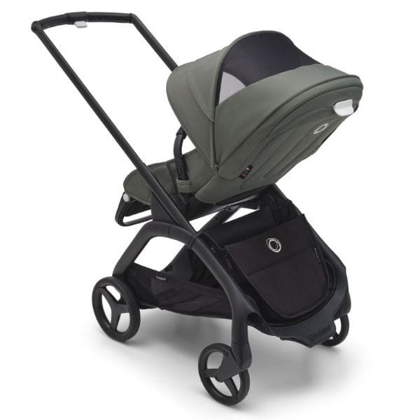 Bugaboo Dragonfly Complete Black/Forest Green with Maxi Cosi Mico Plus Capsule and Adapters (Night Grey) Pram (Bundle Package) 8717447169932-9312541737453-8717447414629
