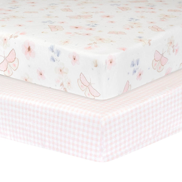 Living Textiles 2-pack Jersey Cot Fitted Sheet Butterfly/Blush Gingham Sleeping & Bedding (Cot Sheets) 9315311038743