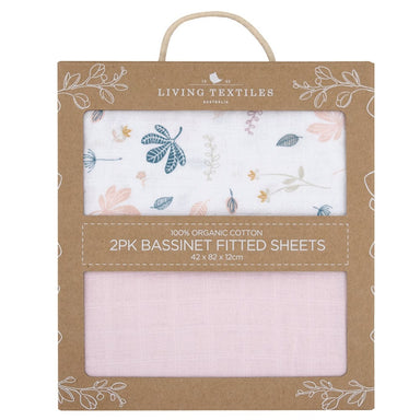 Living Textiles 2-pack Muslin Bassinet Fitted Sheet Botanical/Blush Sleeping & Bedding (Blankets) 9315311035247