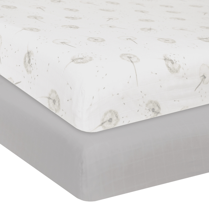 Living Textiles 2-pack Muslin Cot Fitted Sheet Dandelion/Grey Sleeping & Bedding (Cot Sheets) 9315311035445
