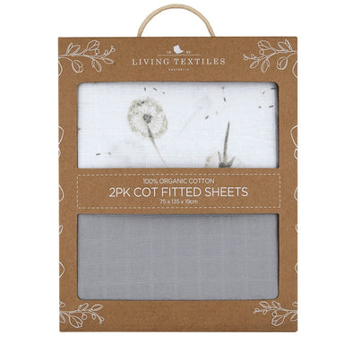 Living Textiles 2-pack Muslin Cot Fitted Sheet Dandelion/Grey Sleeping & Bedding (Cot Sheets) 9315311035445