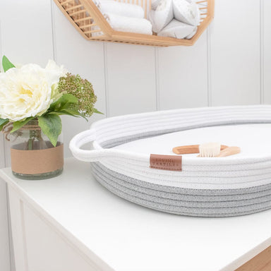 Living Textiles Cotton Rope Change Basket With Mattress & Cover Grey Sleeping & Bedding (Manchester) 9315311040166