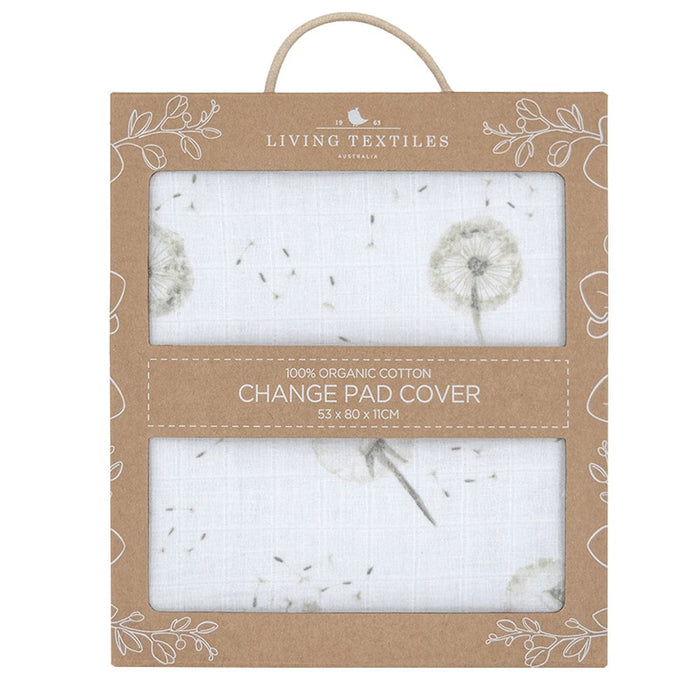 Living Textiles Muslin Change Pad Cover Dandelion/Grey Changing (Change Mat Cover) 9315311035599