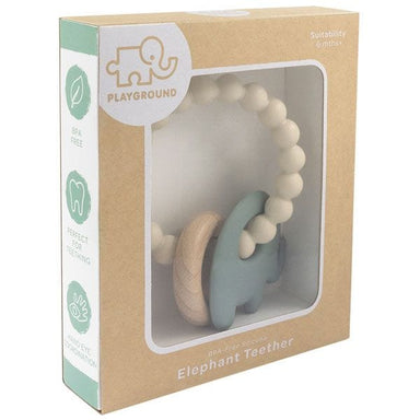 Playground by Living Textiles Silicone Elephant Teether Sage Playtime & Learning (Toys) 9315311040531