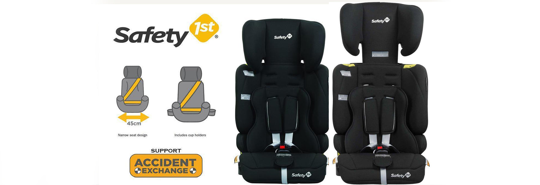 Super Narrow yet super comfortable. Check out the Safety 1st Solo Convertible Booster Seat