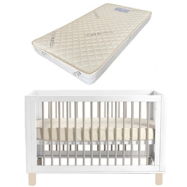 Cocoon Allure Cot with Micro Pocket Organic Mattress White / Natural Wash