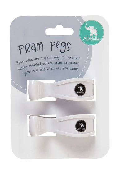 All4Ella 2 Pack Pram Pegs - White Pram Accessories 851442006088