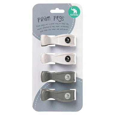 All4Ella 4 Pack Pram Pegs White/Grey Pram Accessories 9349620001433