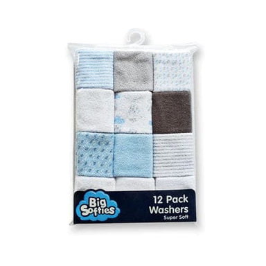 Big Softies Cotton Poly Terry Washers 12 Pack Blue Bathing (Face Washers) 9313929192437