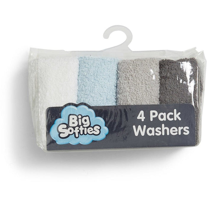 Big Softies Cotton Washer 4 Pk Pastel Blue Set Bathing (Face Washers) 9337672027877