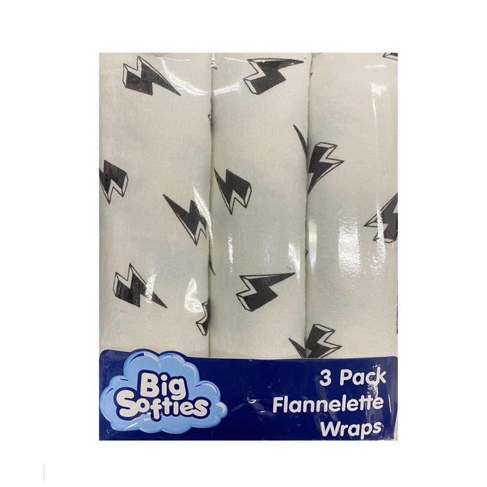 Big Softies Flannel Wraps 2 Pack Lightning Sleeping & Bedding (Swaddle Wrap) 9333767218700