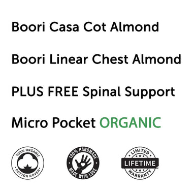 Boori Casa Cot and Linear Chest Package Almond + FREE Micro Pocket Organic Mattress Furniture (Packages) 9358417002058
