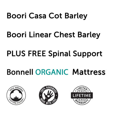 Boori Casa Cot and Linear Chest Package Barley + FREE Bonnell Organic Mattress Furniture (Packages) 9358417001990