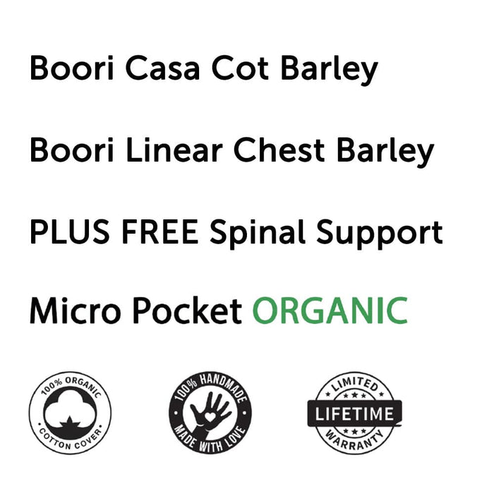 Boori Casa Cot and Linear Chest Package Barley + FREE Micro Pocket Organic Mattress Furniture (Packages) 9358417002010