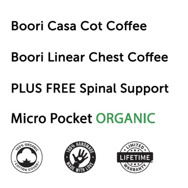 Boori Casa Cot and Linear Chest Package Coffee + FREE Micro Pocket Organic Mattress Furniture (Packages) 9358417001976