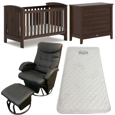 Boori Casa Cot, Linear Chest with Ambrosia Glider Chair Package Coffee + FREE Bonnell Bamboo Mattress Furniture (Packages) 9358417004403