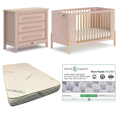 Boori Nova Cot (Cherry/Beech) and Linear Chest (Cherry/Almond) Package + Bonnell Organic Micro Pocket Mattress Furniture (Packages) 9358417005004