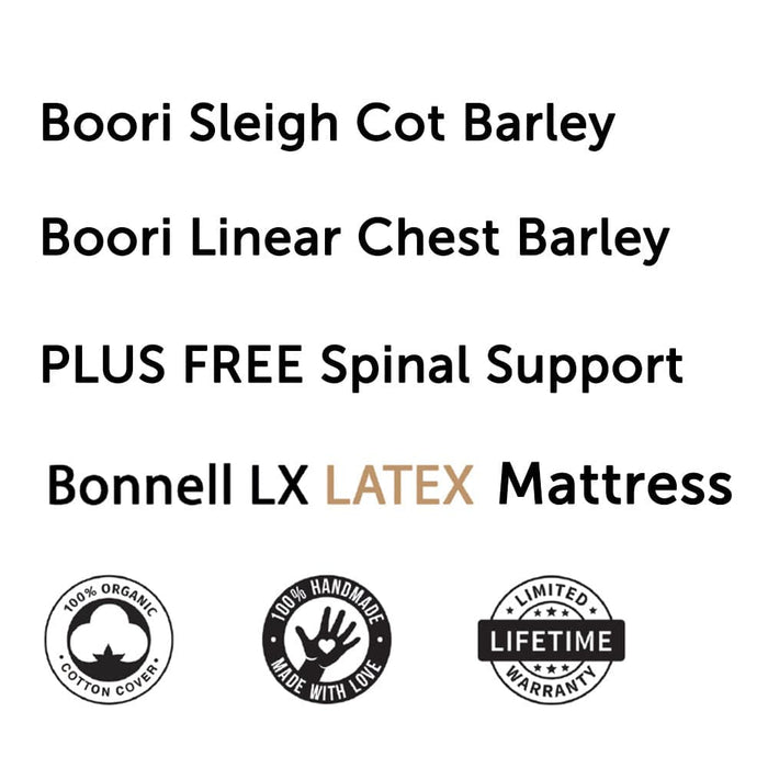 Boori Sleigh Elite Cot, Linear Chest and Bonnell Latex Spring Mattress Package - Barley Furniture (Packages) 9358417004526