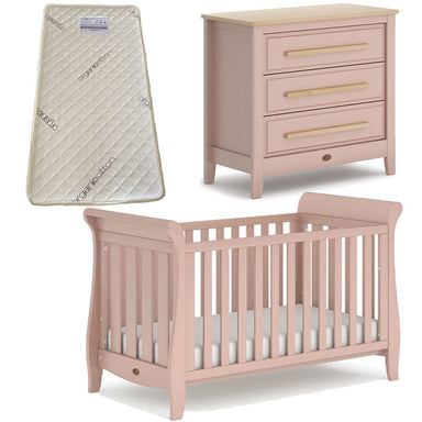 Boori Sleigh Elite Cot, Linear Chest and Bonnell Organic Latex Spring Mattress Package Cherry Almond Furniture (Packages) 9358417003963