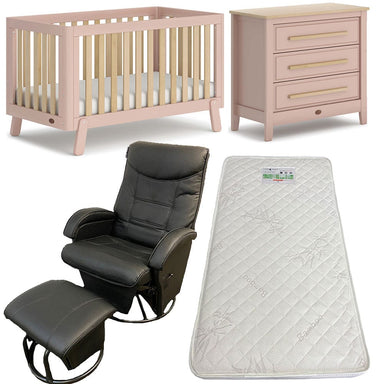 Boori Turin (Fullsize) Cot, Linear Chest with Ambrosia Glider Chair Package Cherry / Almond + FREE Bonnell Bamboo Mattress Furniture (Packages) 9358417004489