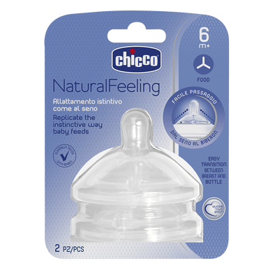 Chicco Natural Feeling Teat 2 Pack 6M+ Food Flow Feeding (Accessories) 8058664008261