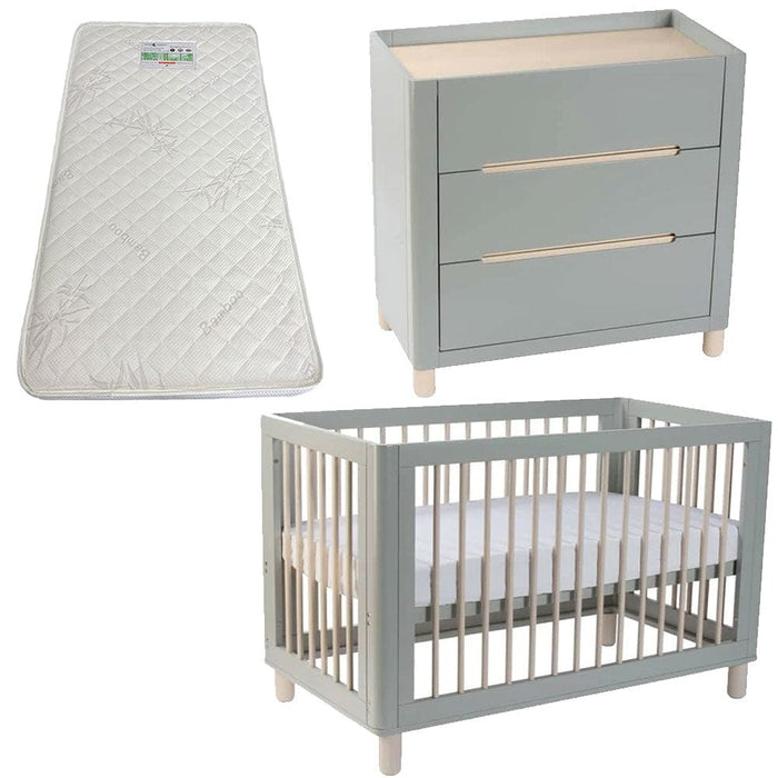 Cocoon Allure Cot and Dresser + FREE Bonnell Bamboo Mattress Dove Grey Furniture (Packages) 9358417003246