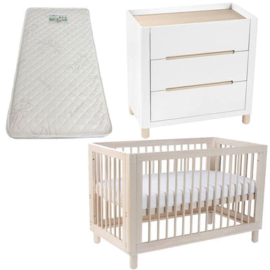 Cocoon Allure Cot and Dresser + FREE Bonnell Bamboo Mattress Natural Wash Furniture (Packages) 9358417003284