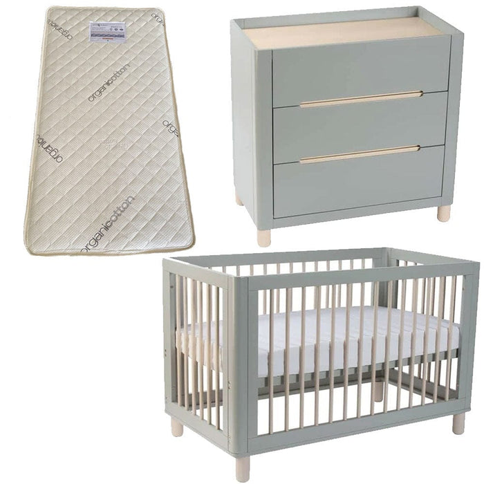 Cocoon Allure Cot and Dresser + FREE Bonnell Organic Latex Mattress Dove Grey Furniture (Packages) 9358417003260
