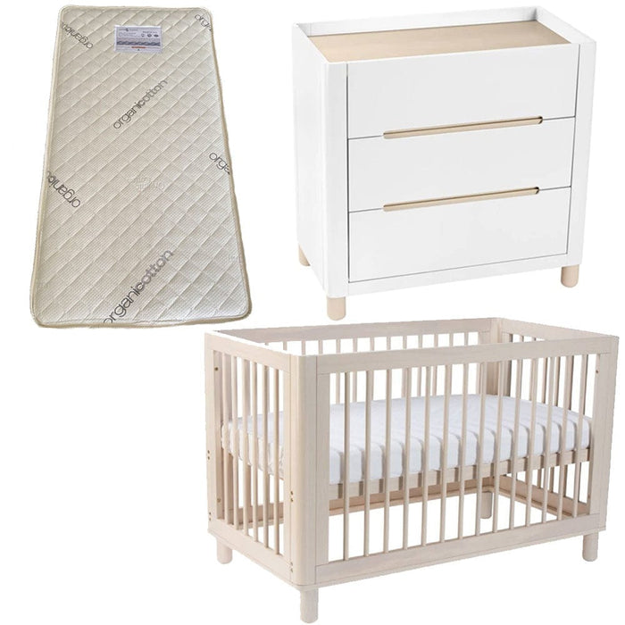 Cocoon Allure Cot and Dresser + FREE Bonnell Organic Latex Mattress Natural Wash Furniture (Packages) 9358417003307