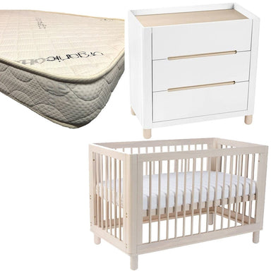 Cocoon Allure Cot and Dresser + FREE Micro Pocket Organic Mattress Natural Wash Furniture (Packages) 9358417003314