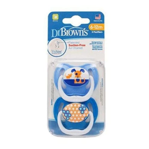 Dr.Brown Prevent Contoured Pacifier 6-12 Months Blue Feeding (Soothers) 072239300688