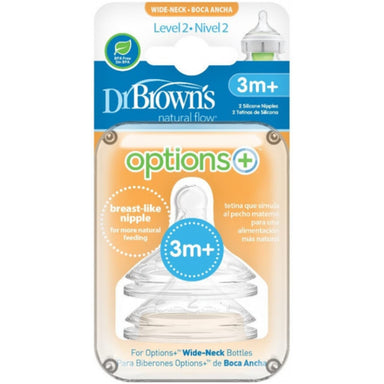 Dr Browns Options+ Wide Neck 3 Months+ Teat 2 Pack Feeding (Accessories) 072239317488