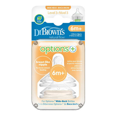 Dr Browns Options+ Wide Neck 6 Months+ Teat 2 Pack Feeding (Accessories) 072239317495