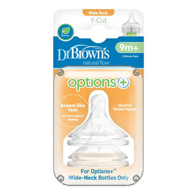 Dr Browns Options+ Wide Neck Y-Cut 9 Months+ Teat 2 Pack Feeding (Accessories) 072239317518