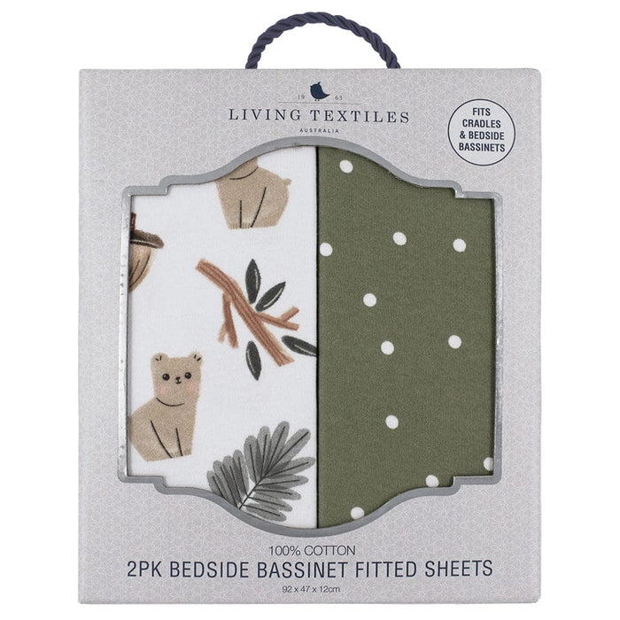 Living Textiles 2-pack Cradle/Co Sleeper/Bedside Fitted Sheets Forest Retreat/Olive Dots Sleeping & Bedding (Bassinet Sheets) 9315311039016