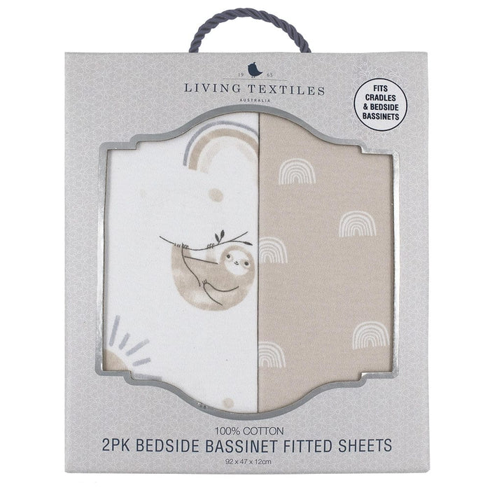 Living Textiles 2-pack Cradle/Co Sleeper/Bedside Fitted Sheets Sloth/Rainbow Sleeping & Bedding (Bassinet Sheets) 9315311038873