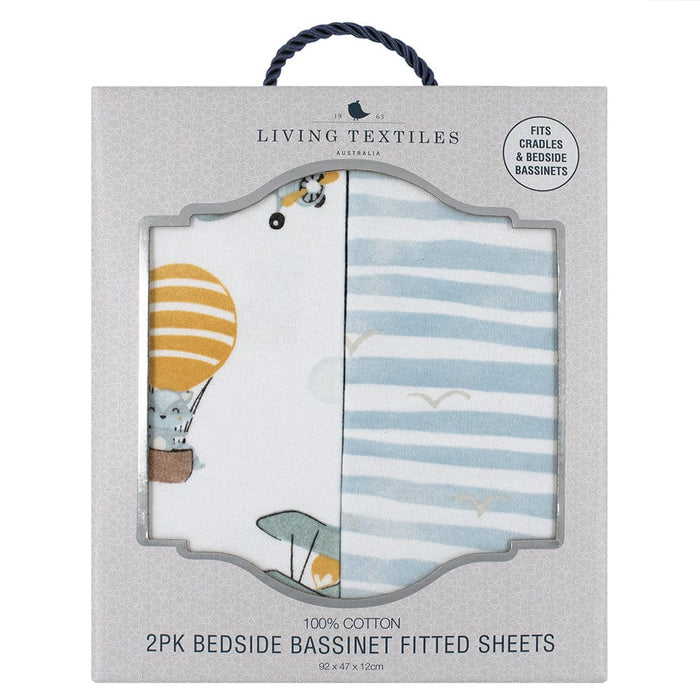 Living Textiles 2-pack Cradle/Co Sleeper/Bedside Fitted Sheets Up Up & Away/Stripes Sleeping & Bedding (Bassinet Sheets) 9315311039153