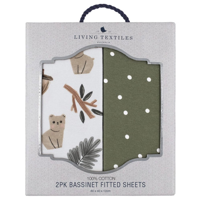 Living Textiles 2-pack Jersey Bassinet Fitted Sheet Forest Retreat/Olive Dots Sleeping & Bedding (Bassinet Sheets) 9315311039009
