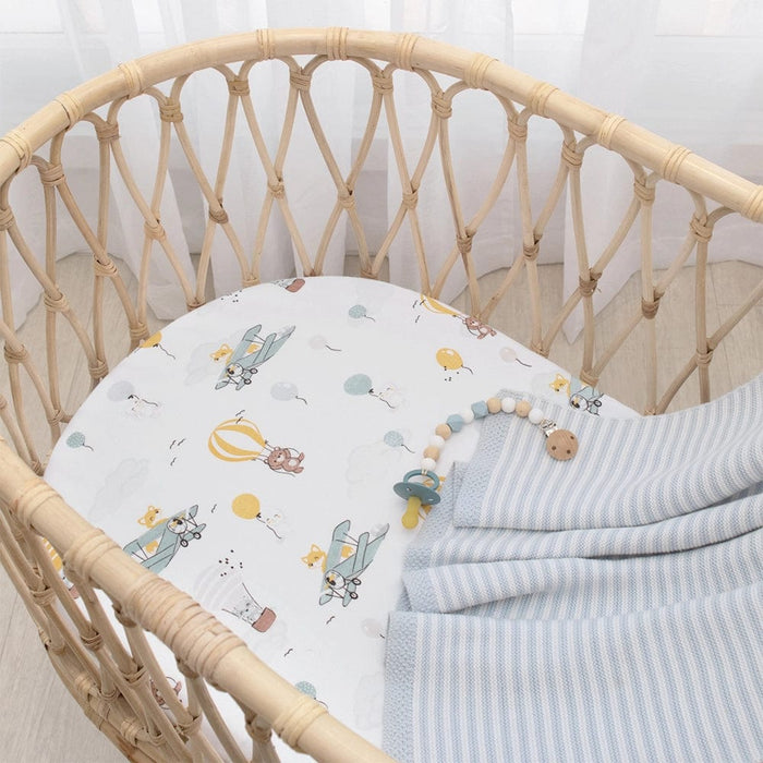 Living Textiles 2-pack Jersey Bassinet Fitted Sheet Up Up & Away/Stripes Sleeping & Bedding (Bassinet Sheets) 9315311039146